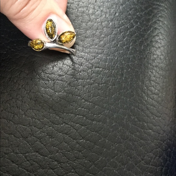 🍃Natural Yellow Amber SS Ring🍃 - Picture 6 of 7